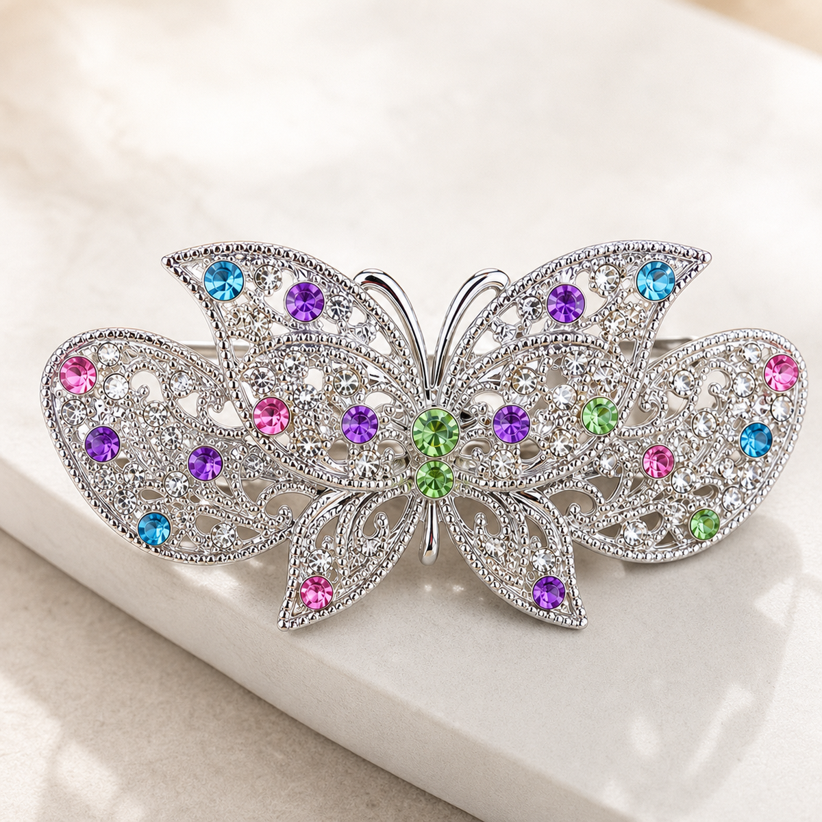 hair clip, hair accessory, butterfly hair clip, rhinestone hair clip, butterfly accessory, colorful hair accessory, silver hair clip, women's accessories, gift,Studio7Fashion