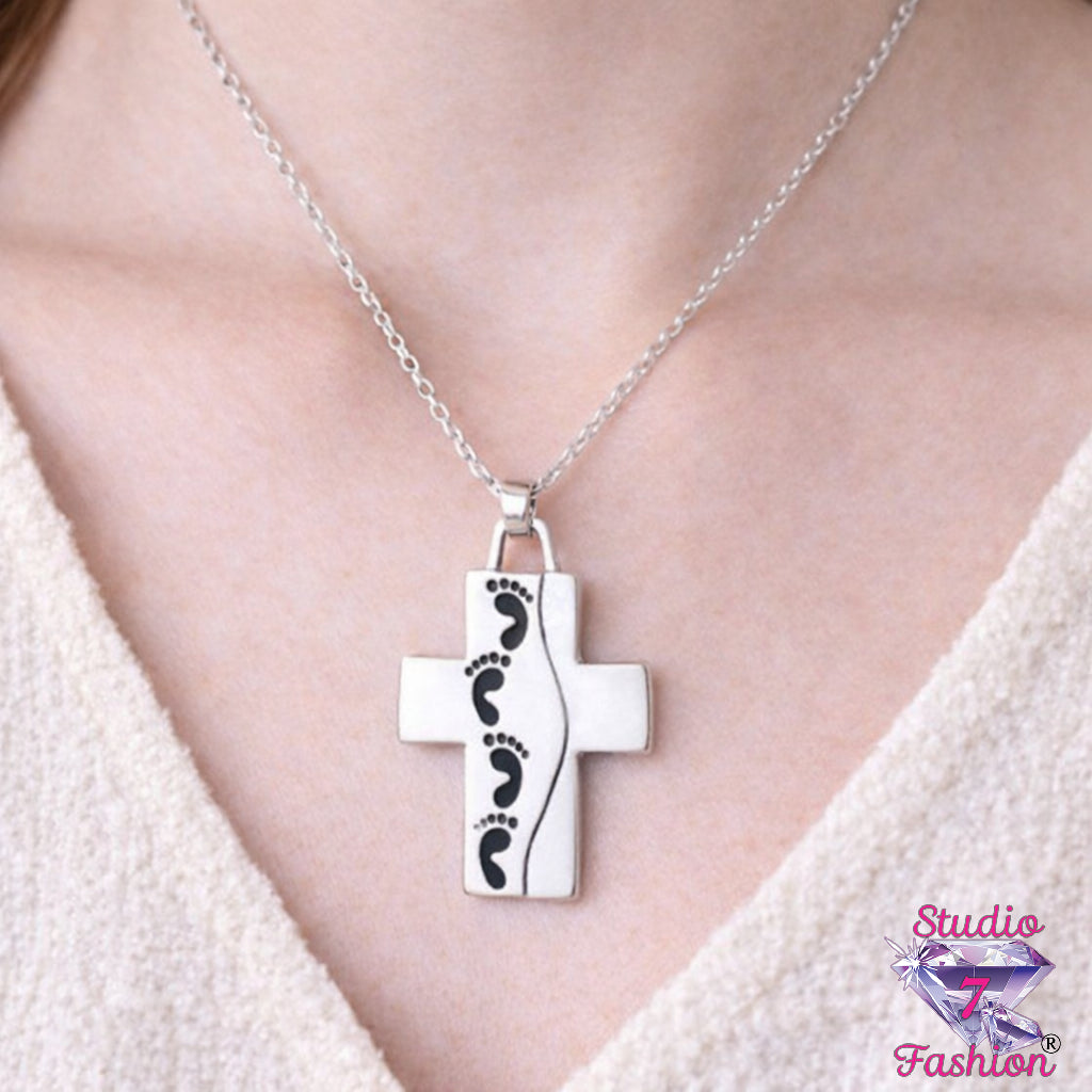 Footprints in the Sand Cross Necklace