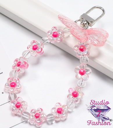 Butterfly Garden Zipper Pull Pink