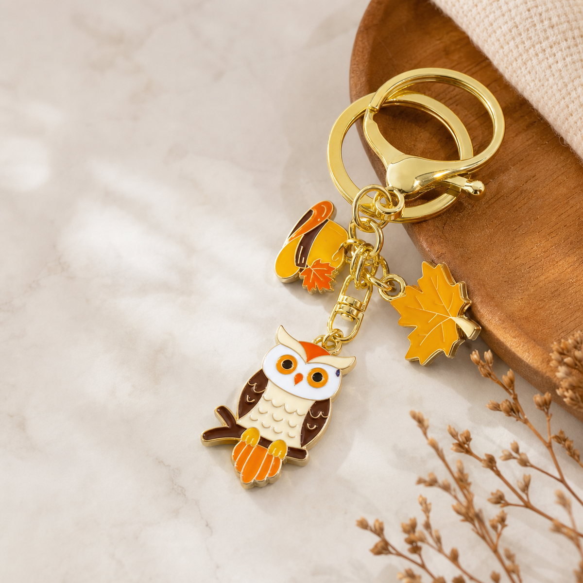 Owl and Autumn Charms Keychain,Studio7Fashion
