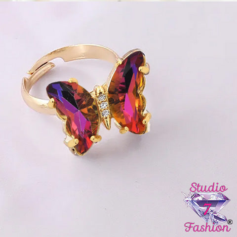 Ruby Butterfly Adjustable Ring
