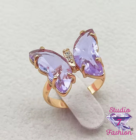 Lilac Butterfly Adjustable Ring