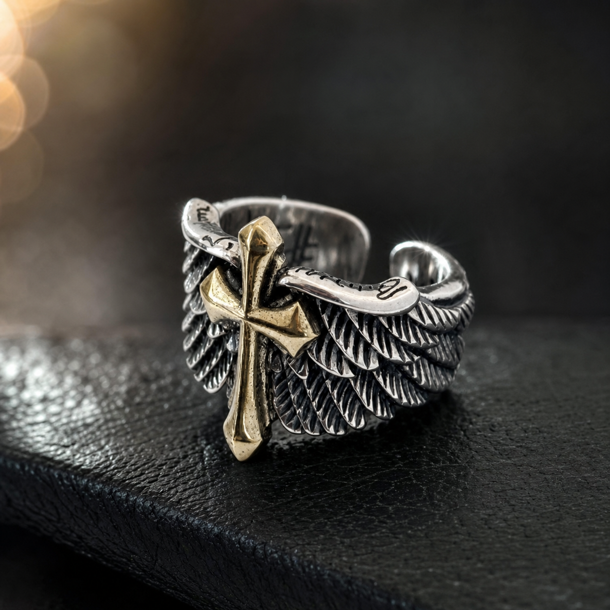 Winged Cross Ring,Studio7Fashion
