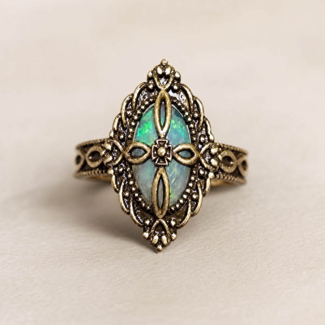 ring, oval ring, filigree ring, turquoise green ring, gold tone ring, statement ring, vintage inspired jewelry, ornate jewelry, Studio7Fashion,Studio7Fashion