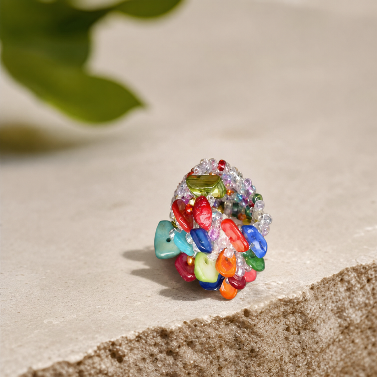 Multicolor Beaded Elastic Ring,Studio7Fashion