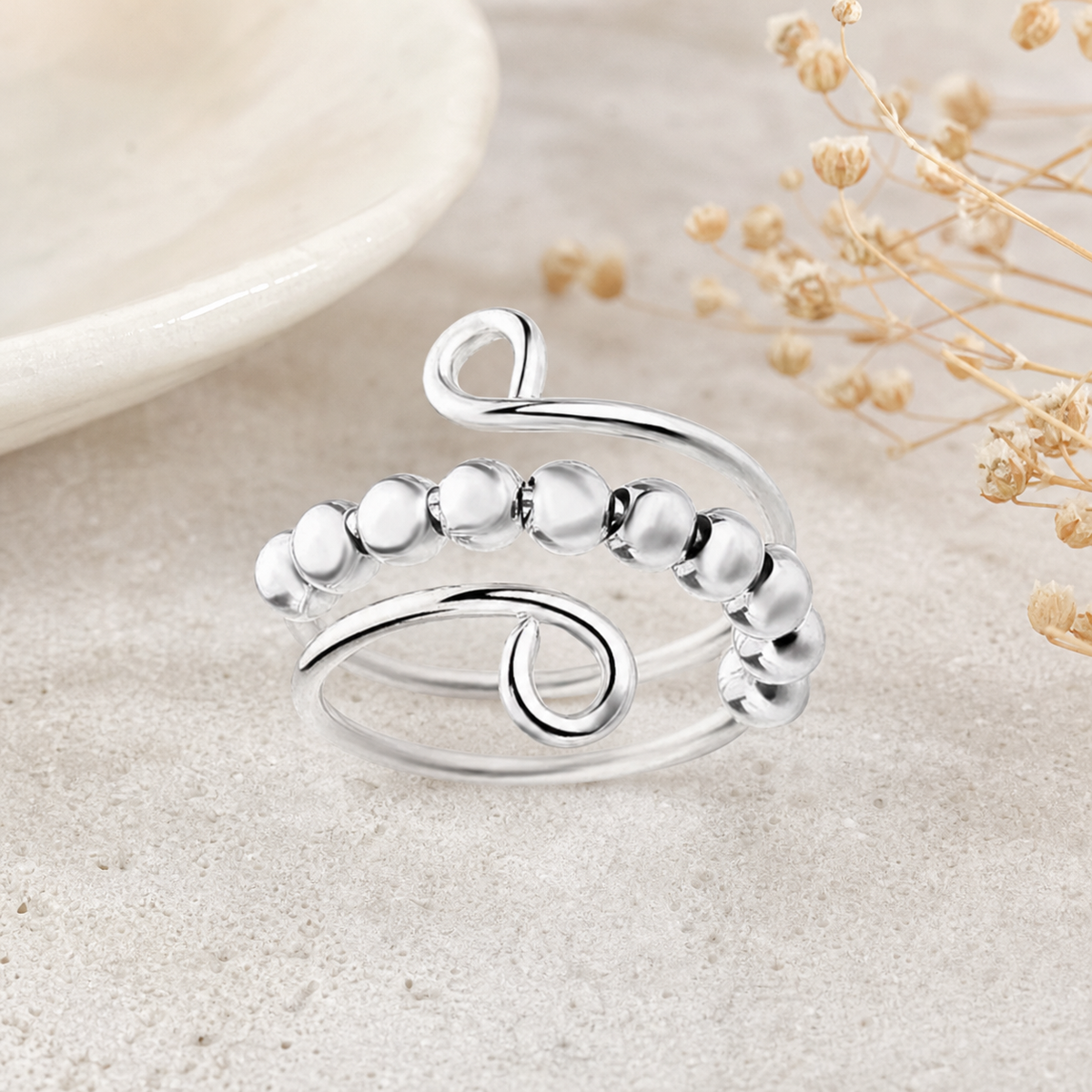 Silver Adjustable Fidget Ring,Studio7Fashion