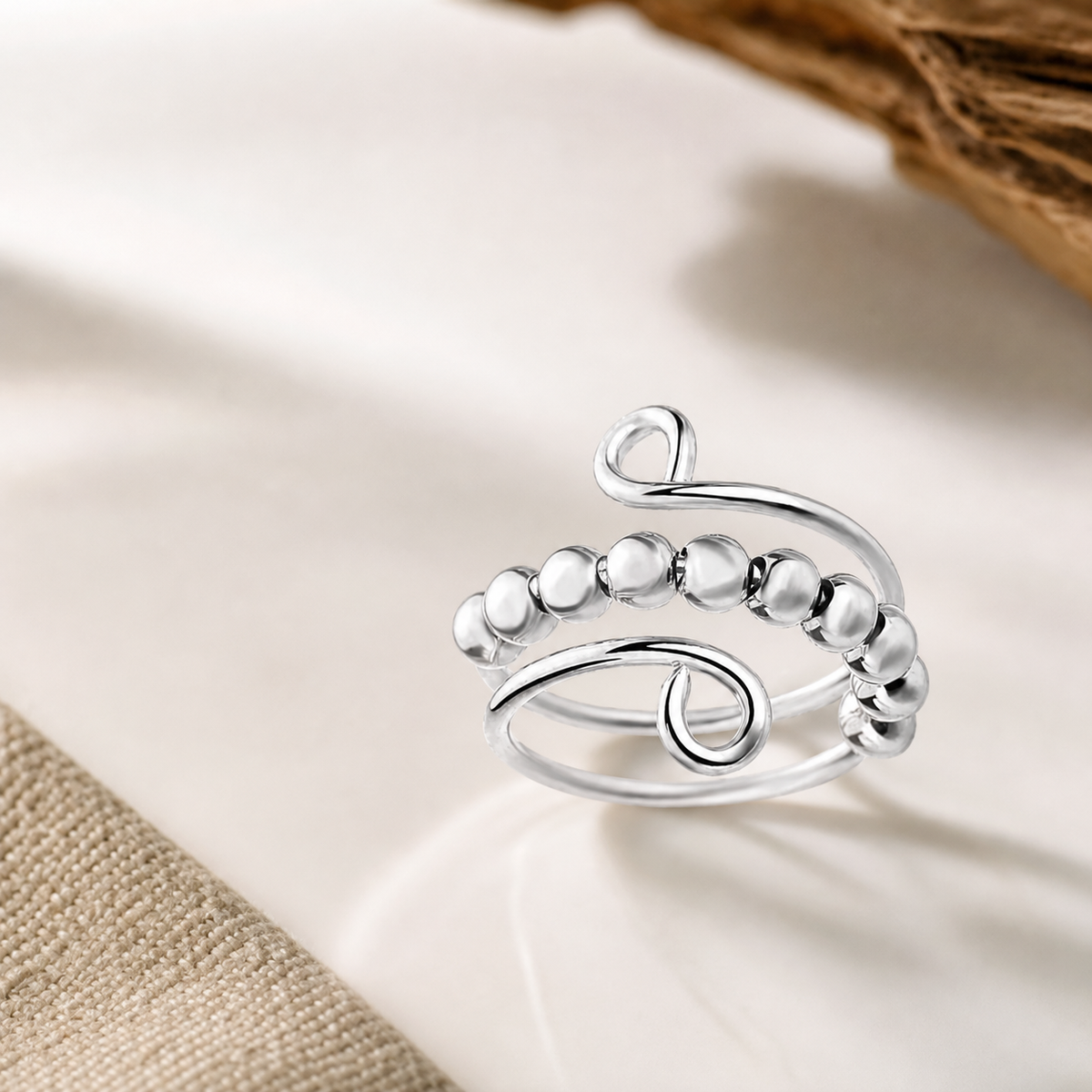 Silver Adjustable Fidget Ring,Studio7Fashion