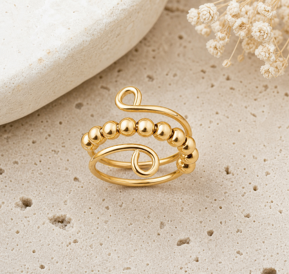 Gold Adjustable Fidget Ring,Studio7Fashion