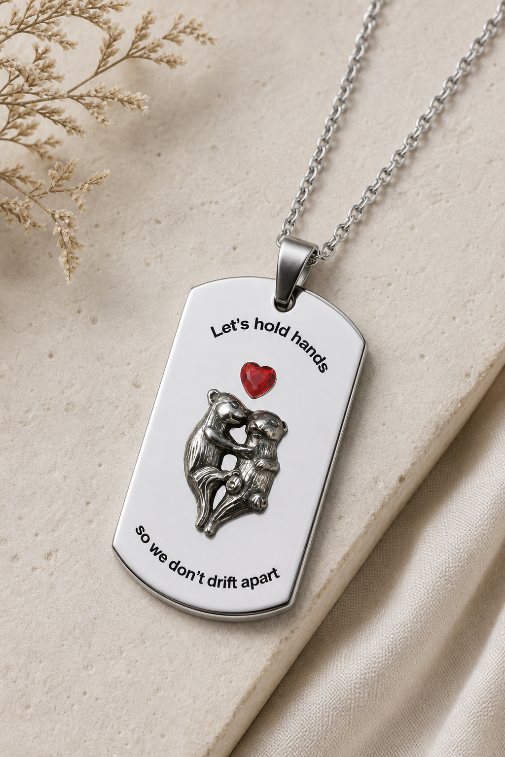 Never Drift Otter Dog Tag Necklace,Studio7Fashion