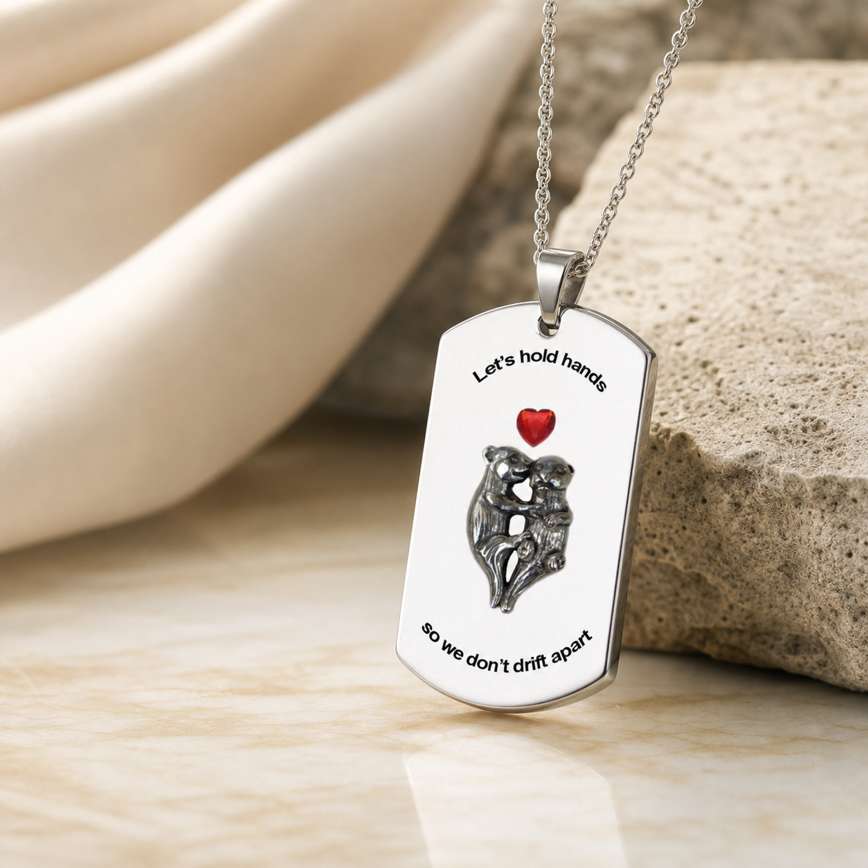 Never Drift Otter Dog Tag Necklace,Studio7Fashion