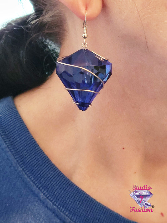The Sapphire Geometric Drop Earrings