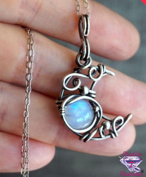 Moonstone Twisted Crescent Necklace