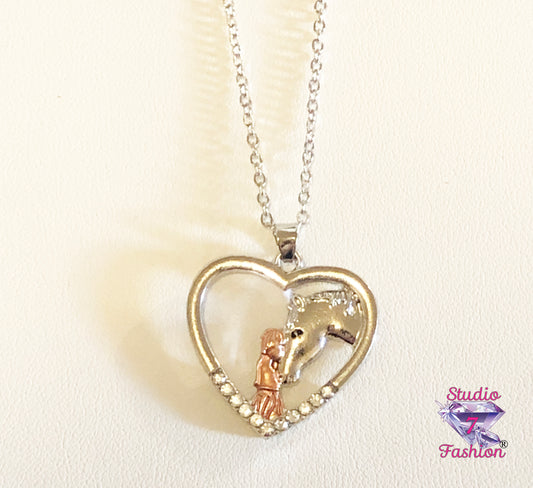 Girl and Horse Heart Necklace