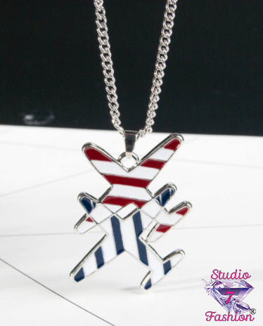 Patriotic Airplane Charm Necklace