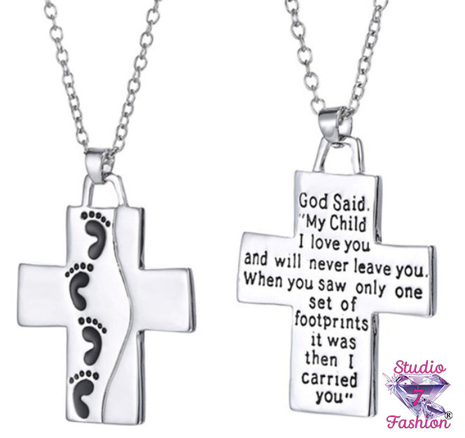 Footprints in the Sand Cross Necklace