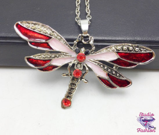 Magnificent Dragonfly Red Necklace