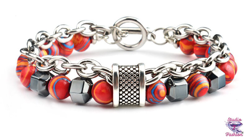 Marbleized Red Hematite Bracelet