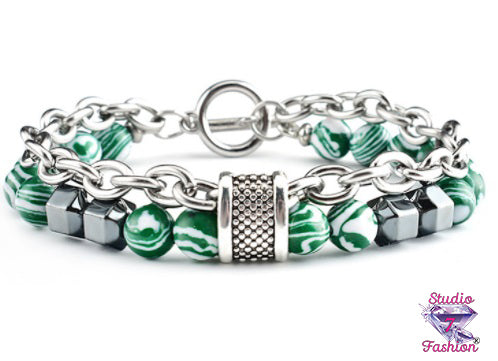 Marbleized Green Hematite Bracelet