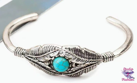 Southwestern Turquoise Feather Cuff