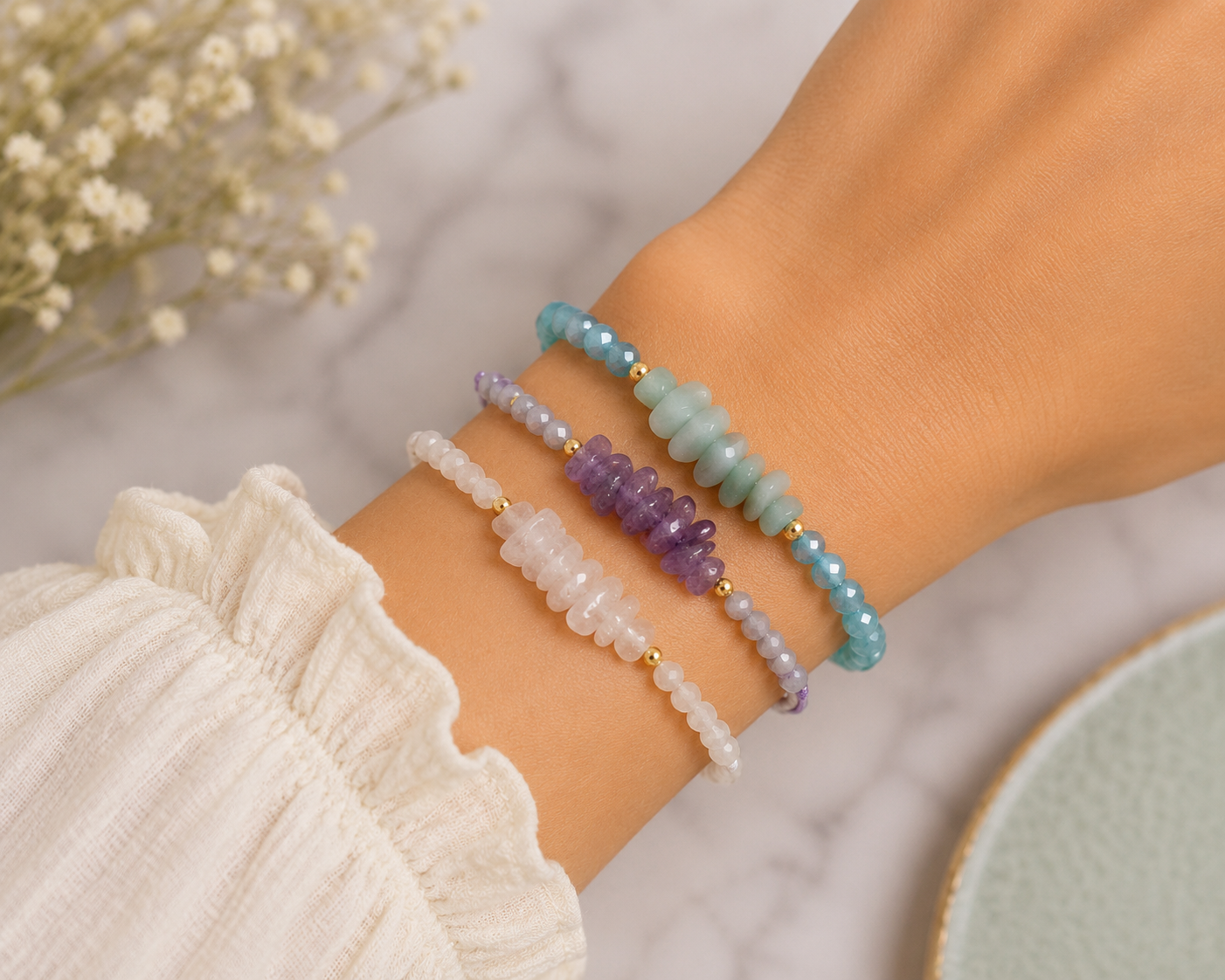 Minimalist Stacking Stone Bracelet