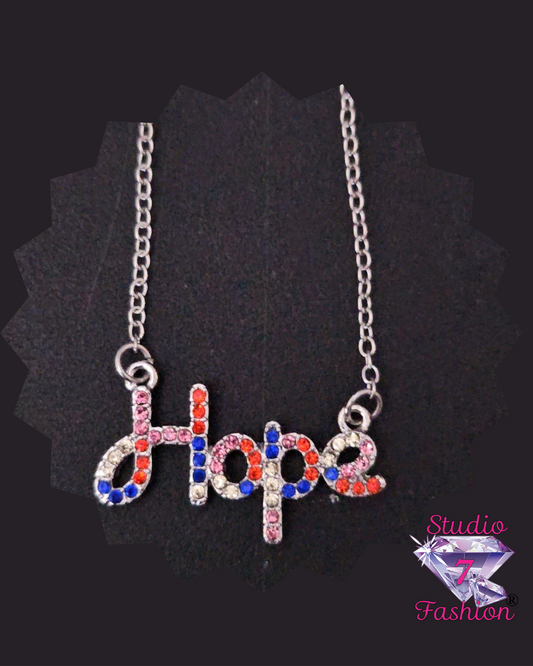 Multi-color Rhinestone Hope Necklace