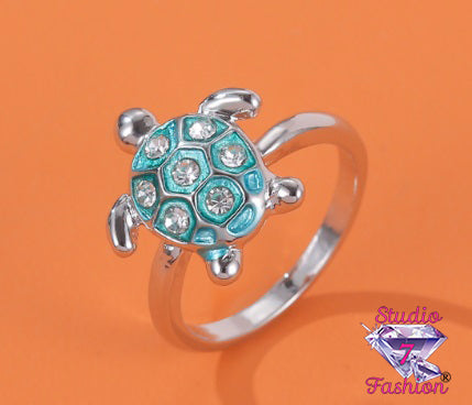 Miniature Turquoise Turtle Ring