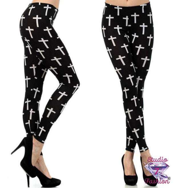 Youth Cross Ebony Leggings (One size fits most)