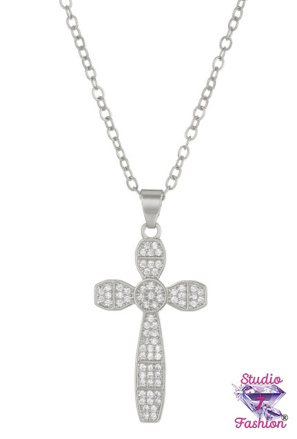 Magnificent Rhinestone Cross Necklace