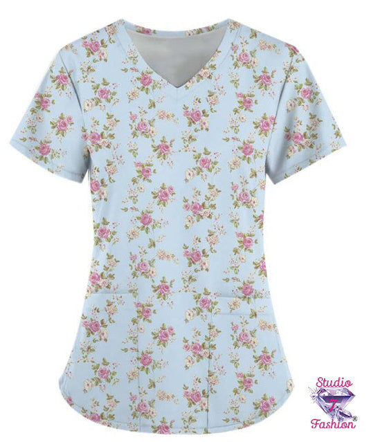 Bed of Roses Scrub Top
