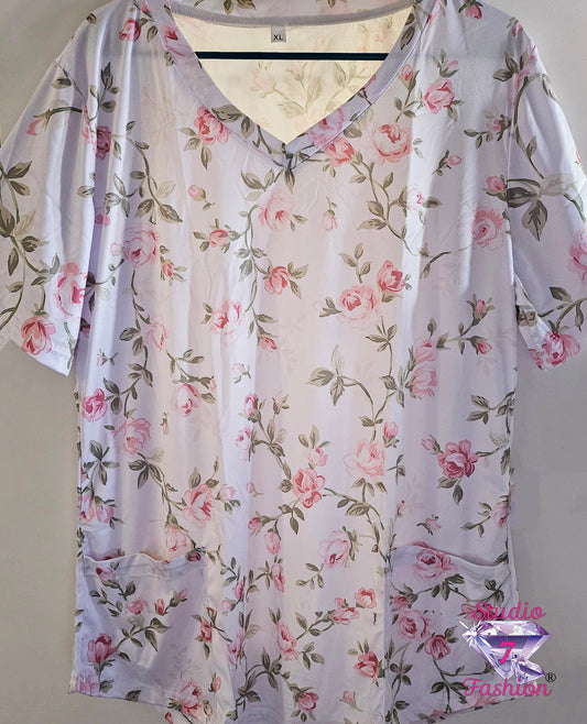 Bountiful Roses Scrub Top