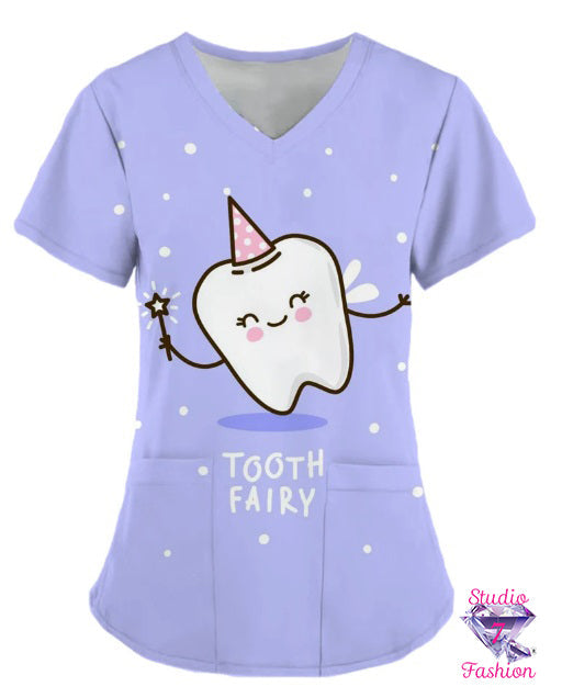 Tooth Fairy Scrub Top Purple