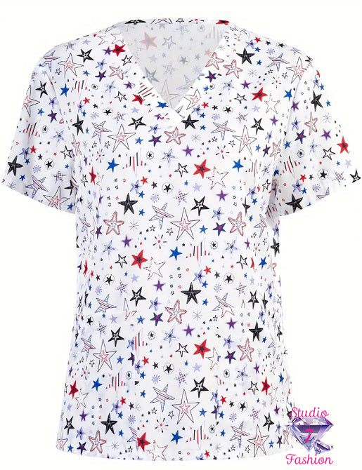 Patriotic Scrub Top