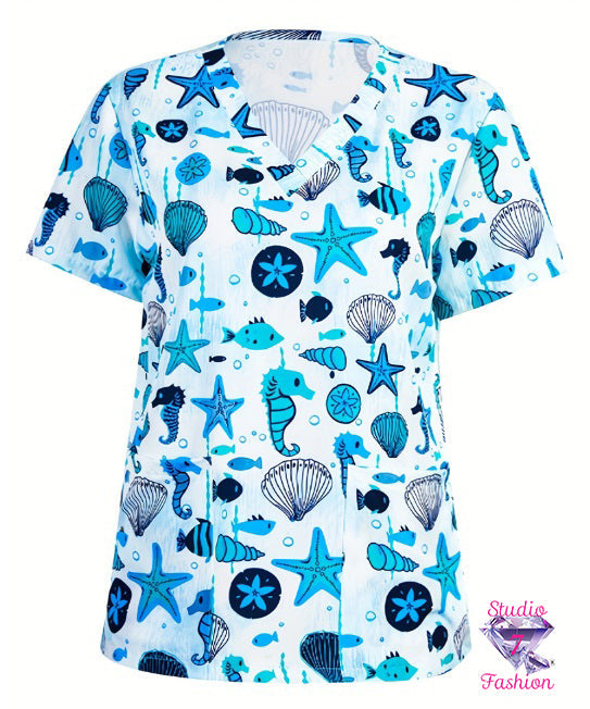 Beach Vibes Scrub Top