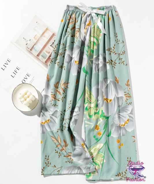 White Floral Lounge Pants