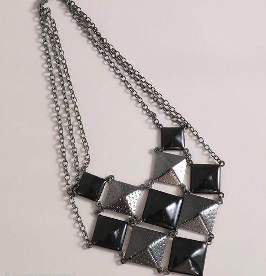 Midnight Geometry Statement Necklace
