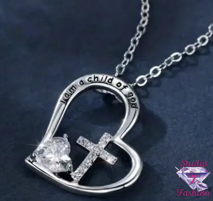 Child of God Cross Heart Necklace
