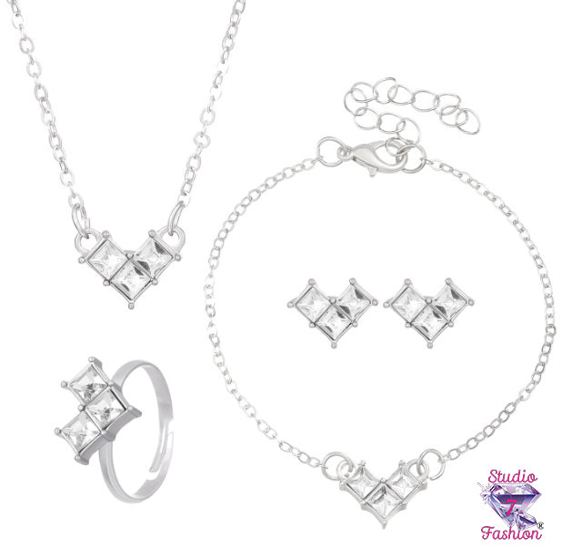 Crystal Love Necklace, Bracelet, Ring & Earrings Set