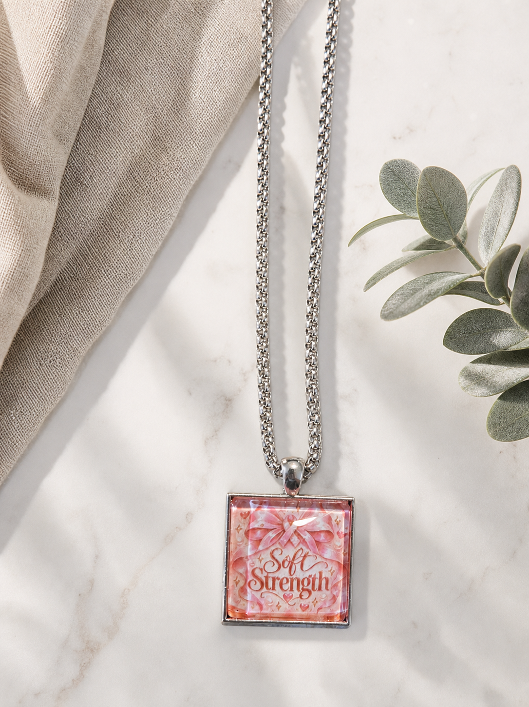 Soft Strength Pink Breast Cancer Awareness Necklace,Studio7Fashion