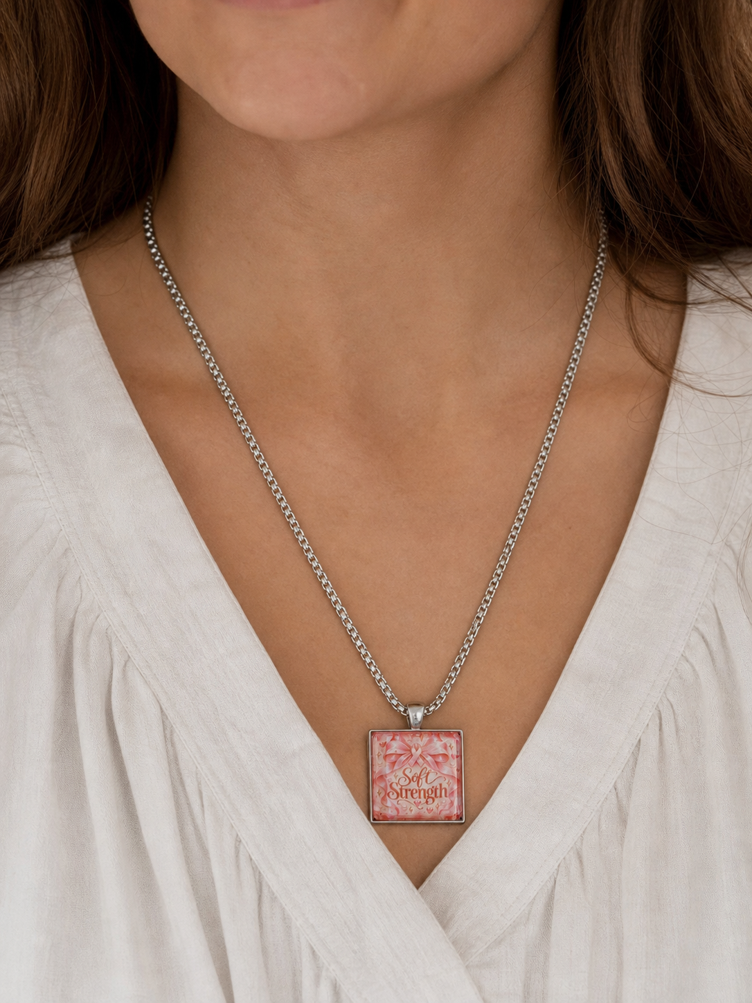 Soft Strength Pink Breast Cancer Awareness Necklace,Studio7Fashion