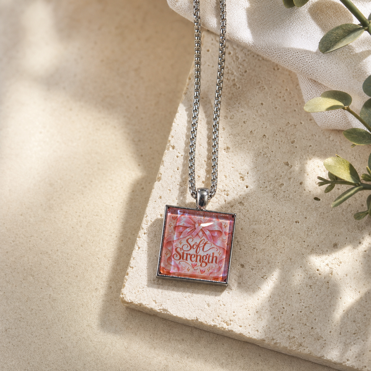 Soft Strength Pink Breast Cancer Awareness Necklace,Studio7Fashion