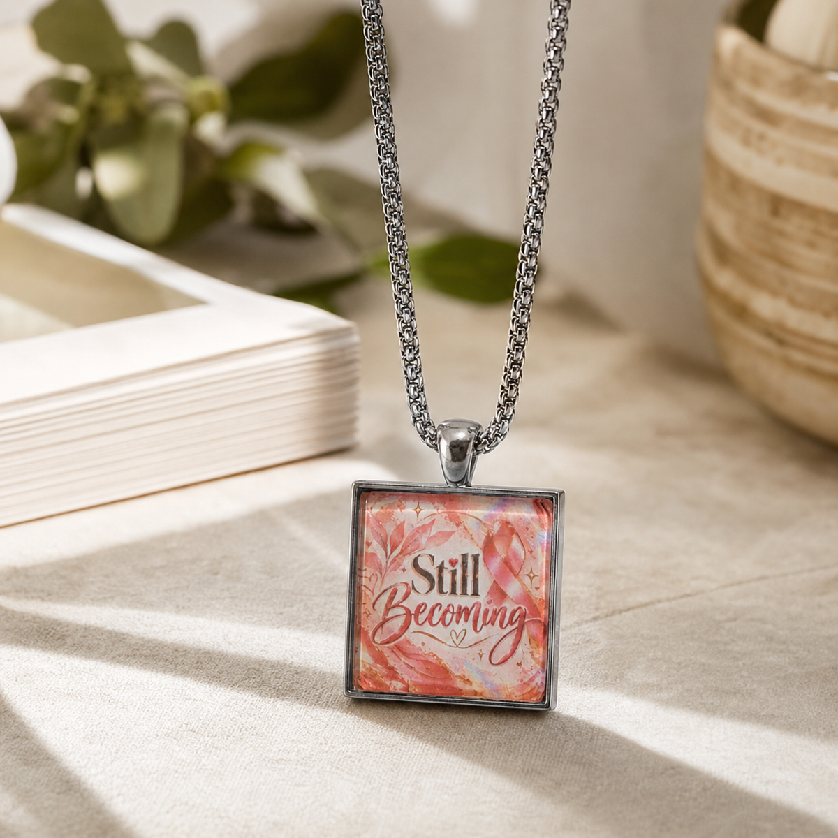 Still Becoming Pink Pendant Necklace,Studio7Fashion