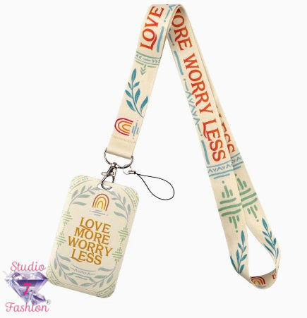 Love More, Worry Less Boho Lanyard and ID Holder