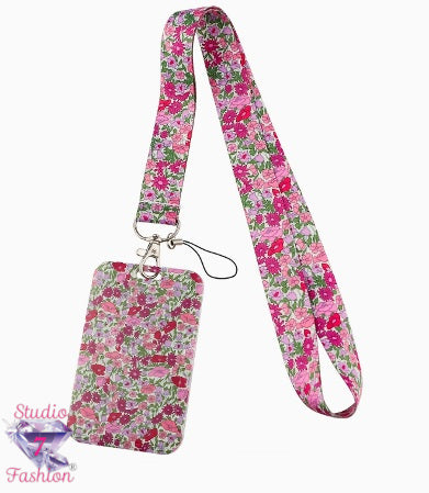 Watercolor Wildflower Lanyard and ID Holder