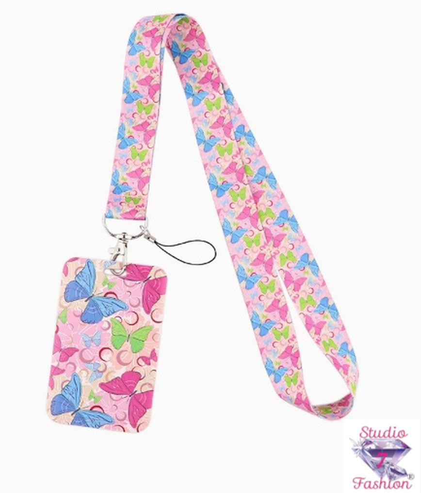 Sweet Pastel Butterfly Lanyard and ID Holder