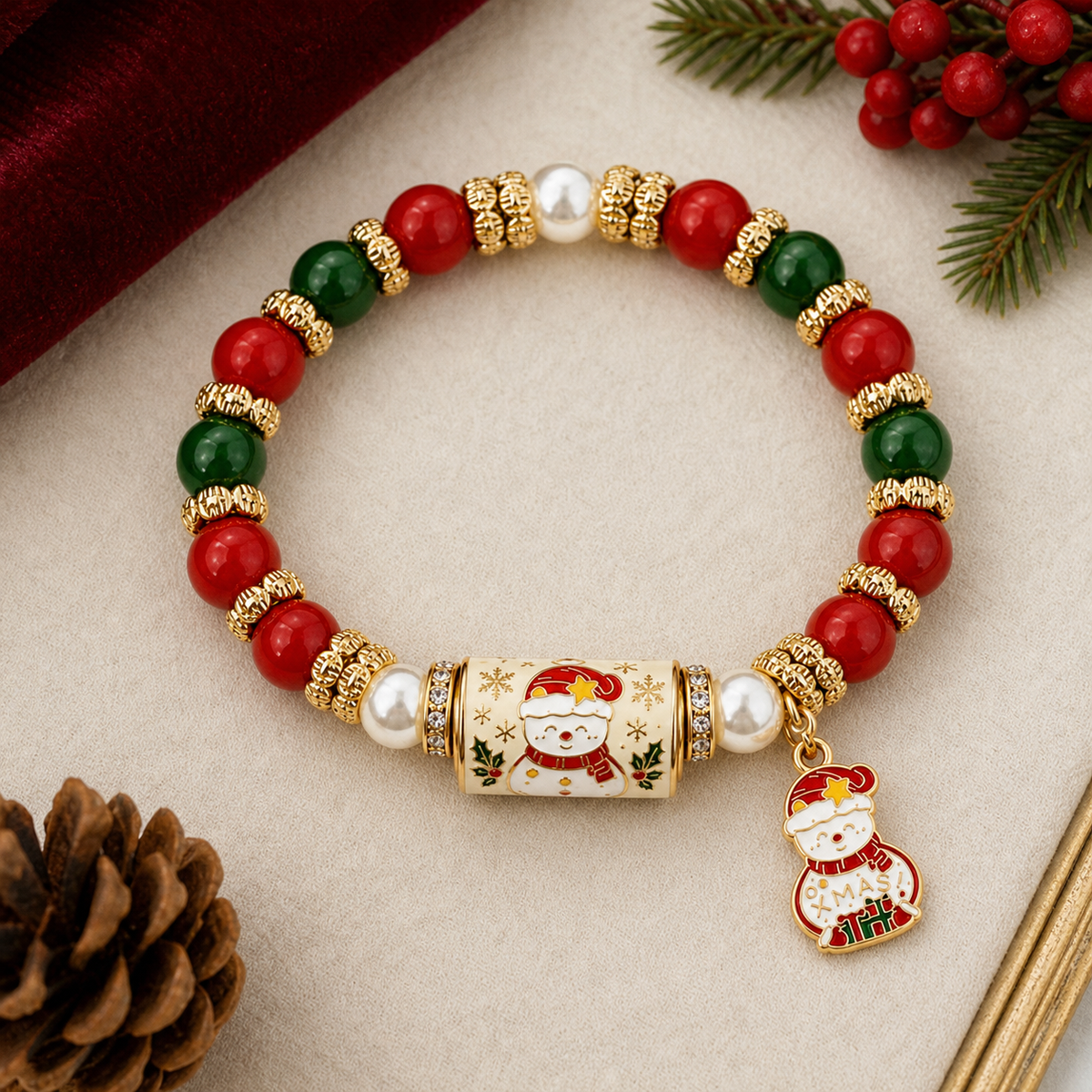 Vintage Snowman Christmas Joy Bracelet,Studio7Fashion