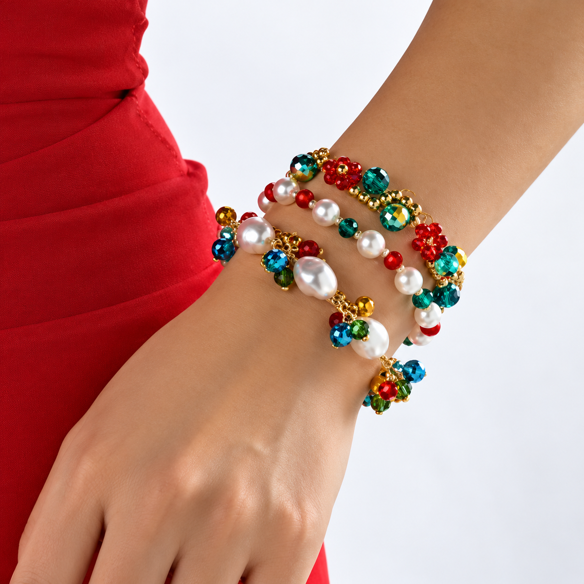 Multicolor Beaded Bracelet Trio