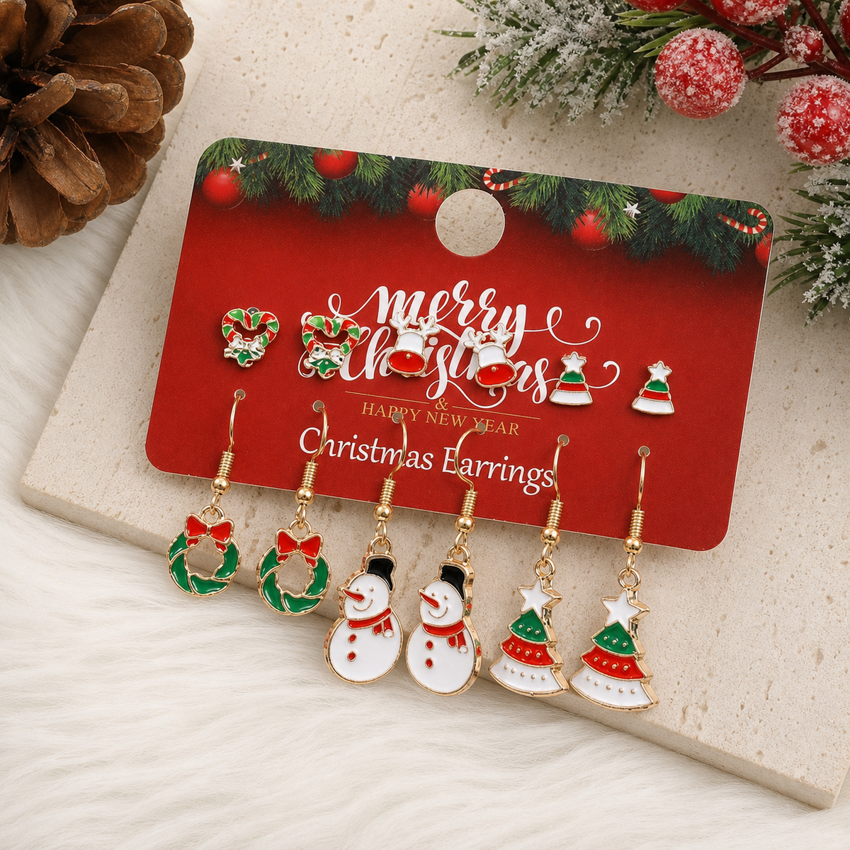 Christmas Stud and Dangle Earrings - 6 Holiday Designs,Studio7Fashion