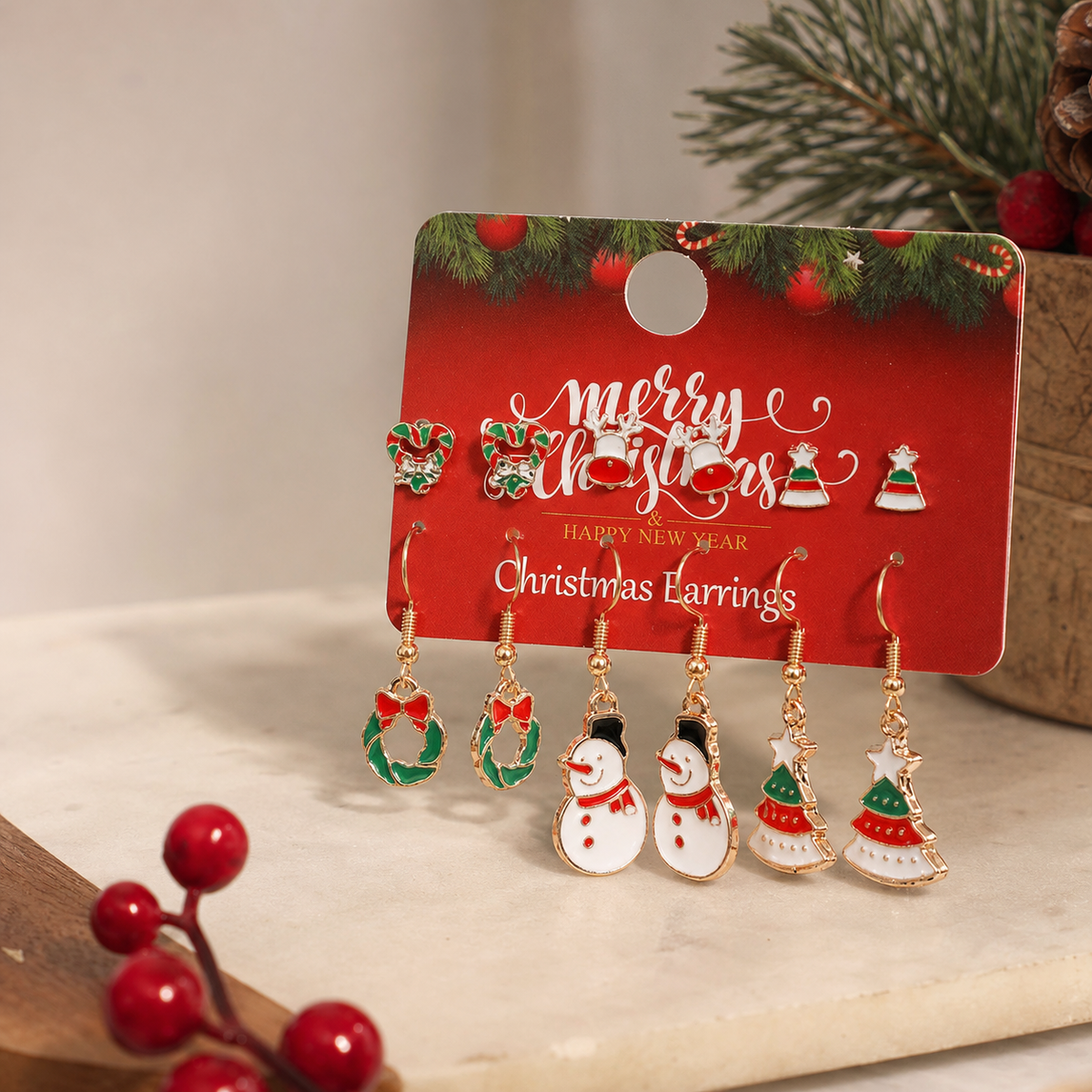 Christmas Stud and Dangle Earrings - 6 Holiday Designs,Studio7Fashion