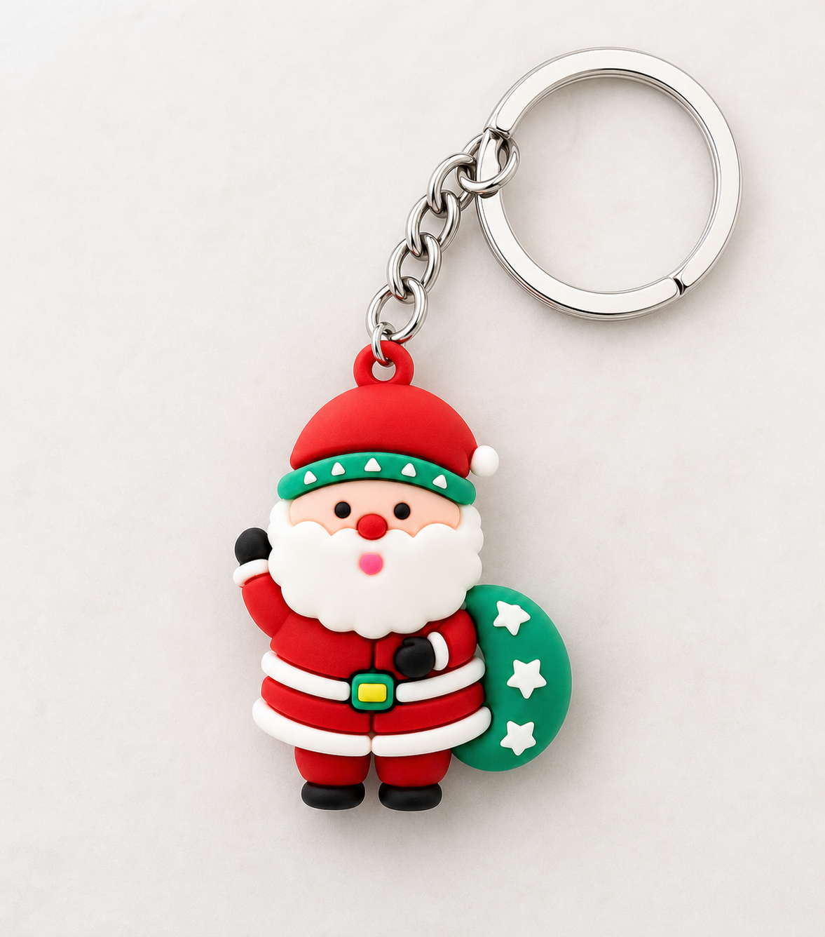 keychain, Christmas keychain, Santa Claus, Santa gift, holiday accessory, Christmas gift, red and green, seasonal accessory, stocking stuffer,Studio7Fashion