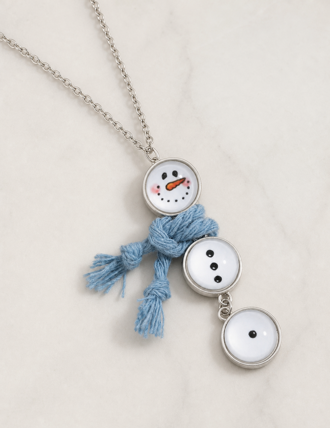 snowman necklace, Christmas necklace, winter jewelry, snowman jewelry, blue scarf necklace, festive jewelry, holiday gift, Christmas gift, women's necklace,Studio7Fashion